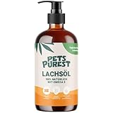 Pets Purest Lachsöl für Hunde & Katzen 1000ml – Reines Norwegisches Lachsöl mit Omega 3-6-9 & Vitamin E – Unterstützt Haut, Fell, Gelenke & Immunsystem – 100% Natürlich