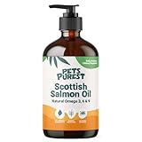 Pets Purest Lachsöl Hunde, Katzen und Heimtiere 500ml. Reichhaltiges Omega 3 6 9 Fischöl Futterzusatz. 100% natürliches Lachsöl für Fell, Immununterstützung, juckende Haut, Gelenk- & Gehirngesundheit