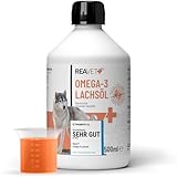 TESTURTEIL SEHR GUT 2025 ReaVET Lachsöl Hunde, Katze 500ml – Reich an Omega 3 & 6, Fischöl Hund hochdosiert I Echte Lebensmittelqualität ohne Zusätze I Frisch abgefüllt in Deutschland